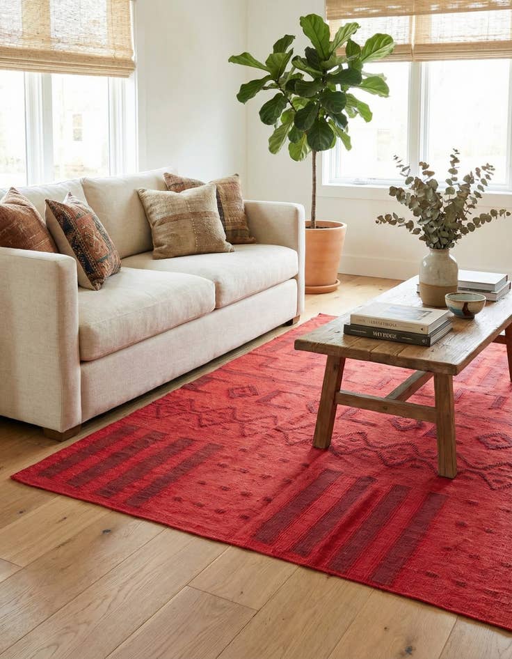 Detail image of 4' 10 x 6' 2  Hand Woven Kilim Modern Wool Rug