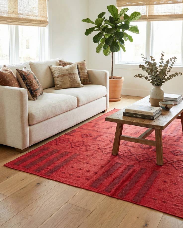 Detail image of 4' 10 x 6' 2 Hand Woven Kilim Modern Wool Rug