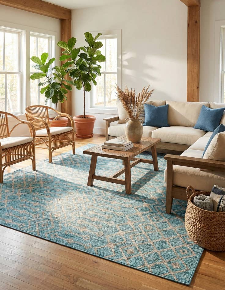 Detail image of 7' x 10'  Washable Trellis Indoor / Outdoor Rug