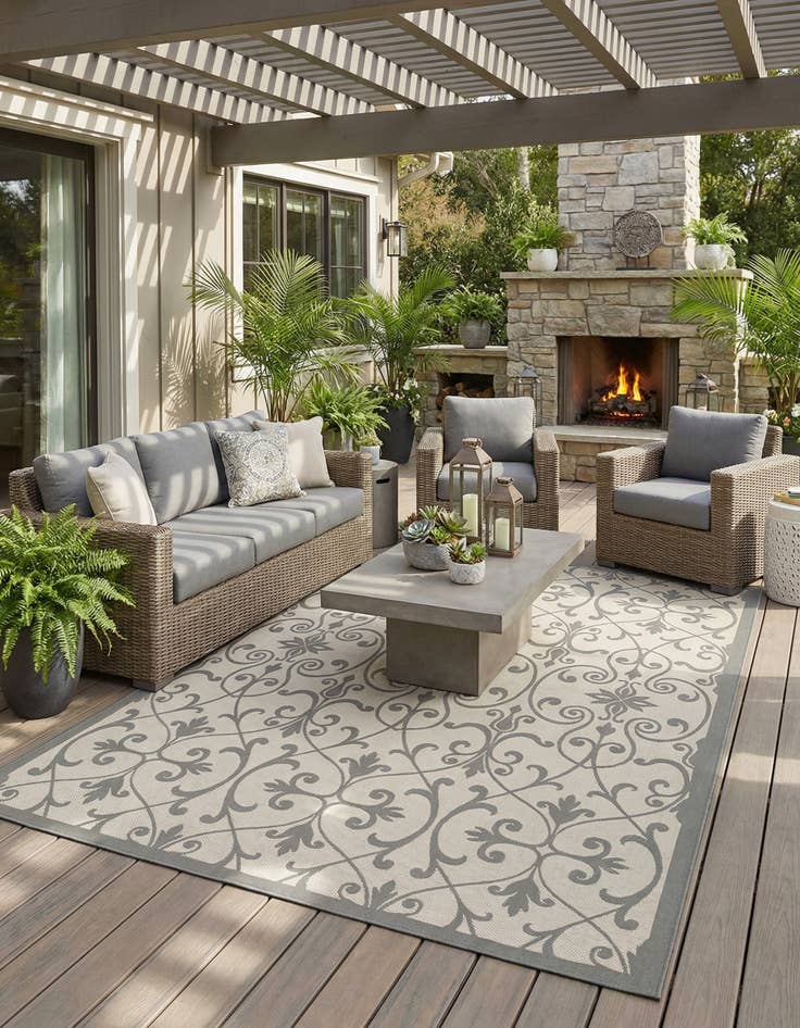 Detail image of 8' x 11' 4  Washable Botanical Indoor / Outdoor Rug