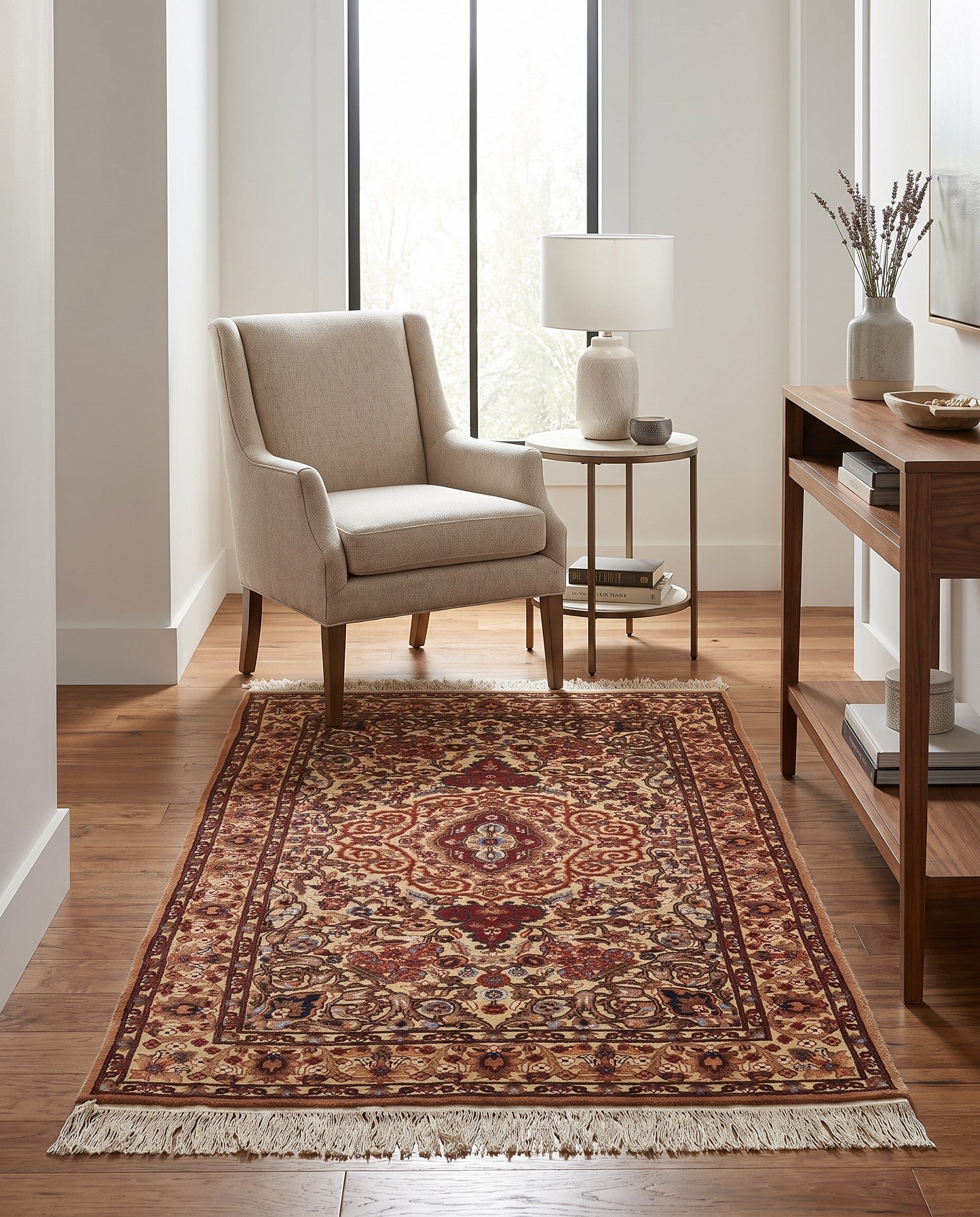 3' 6 x 6' Hand Knotted Jaipur Agra Wool Rug