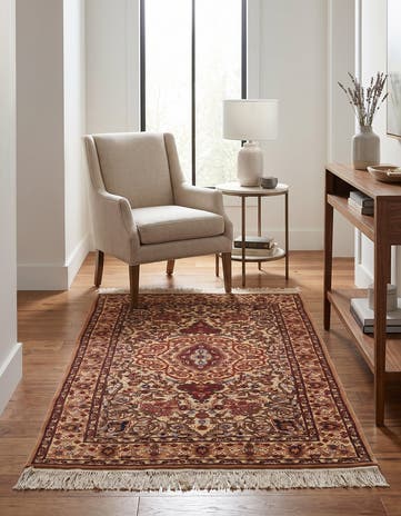 3' 6 x 6' Hand Knotted Jaipur Agra Wool Rug