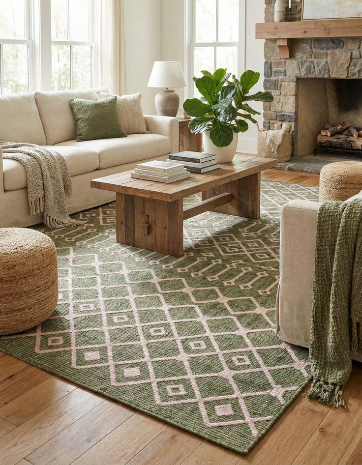 Detail image of 9' x 12' Easy-Clean Trellis Indoor / Outdoor Rug