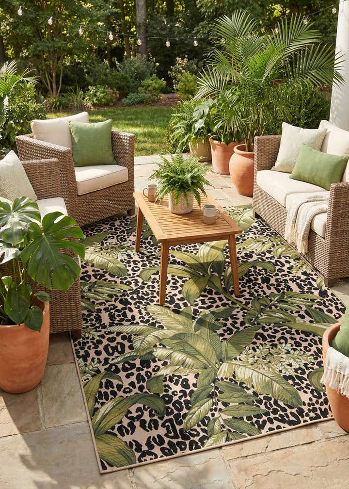 7' x 10' Easy-Clean Botanical Indoor / Outdoor Rug
