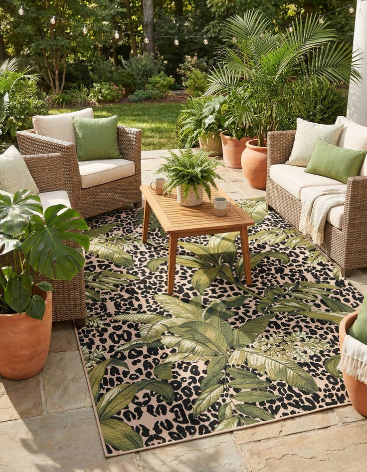 Detail image of 7' x 10'  Washable Botanical Indoor / Outdoor Rug