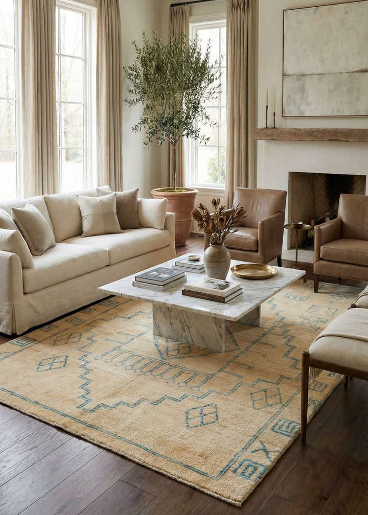 5' 5 x 8' Hand Knotted Oushak Wool Rug