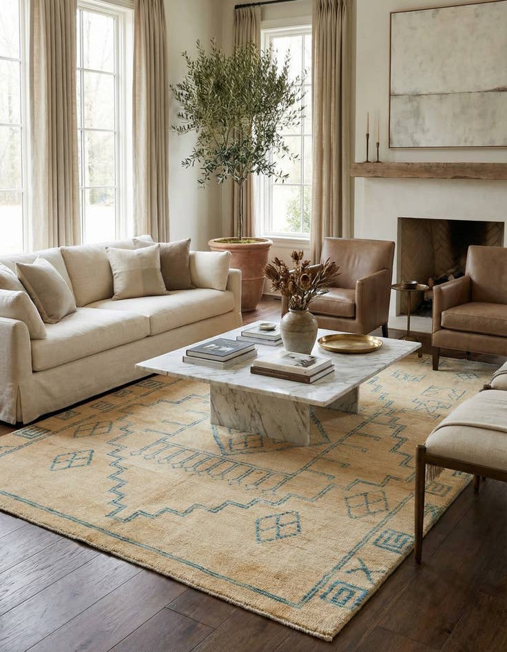 Detail image of 5' 5 x 8' Hand Knotted Oushak Wool Rug