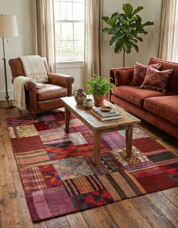 5' 1 x 6' 7 Hand Woven Kilim Patchwork Wool Rug