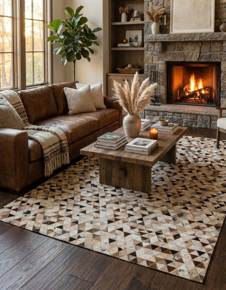 Detail image of 5' x 7' 11 Cowhide - Patchwork Rug