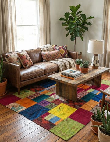 5' 7 x 7' 10 Hand Woven Kilim Patchwork Wool Rug