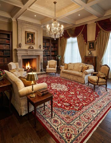 9' 8 x 13' 3 Hand Knotted Mahal Persian Wool Rug