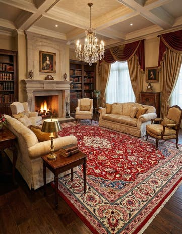 9' 8 x 13' 3 Hand Knotted Mahal Persian Wool Rug