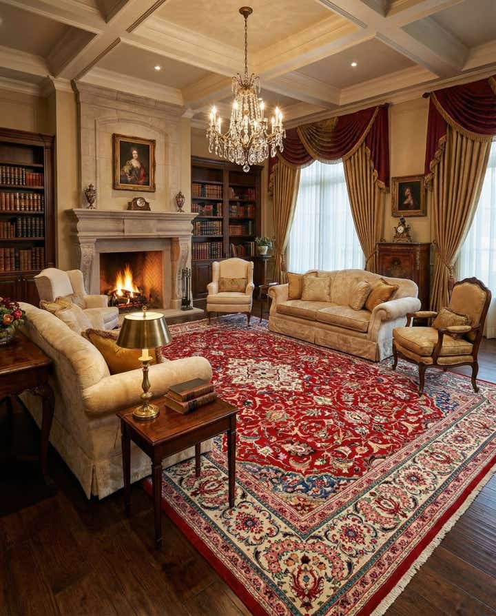 9' 8 x 13' 3 Hand Knotted Mahal Persian Wool Rug