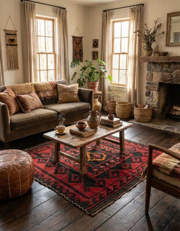 4' 5 x 4' 8 Hand Woven Kilim Maymana Wool Square Rug
