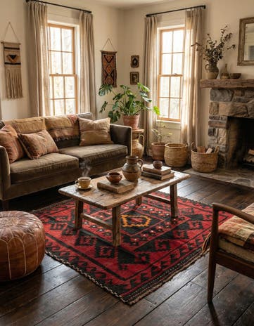 4' 5 x 4' 8 Hand Woven Kilim Maymana Wool Square Rug