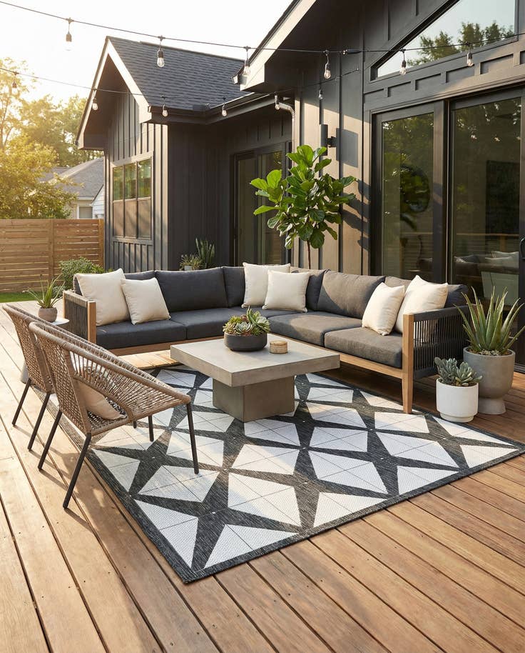 Detail image of 7' 10 x 7' 10 Easy-Clean Modern Indoor / Outdoor Square Rug