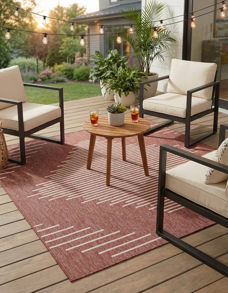 Detail image of 7' x 7'  Washable Modern Indoor / Outdoor Square Rug