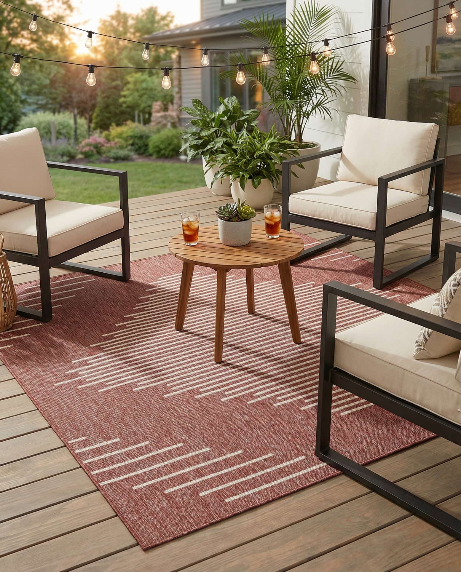 7' x 7' Easy-Clean Modern Indoor / Outdoor Square Rug