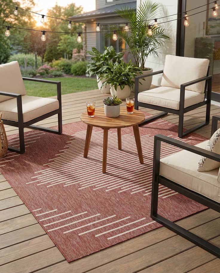 Detail image of 7' x 7' Easy-Clean Modern Indoor / Outdoor Square Rug