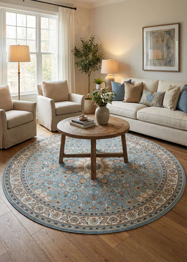 10' x 10' Easy-Clean Traditional Indoor / Outdoor Round Rug