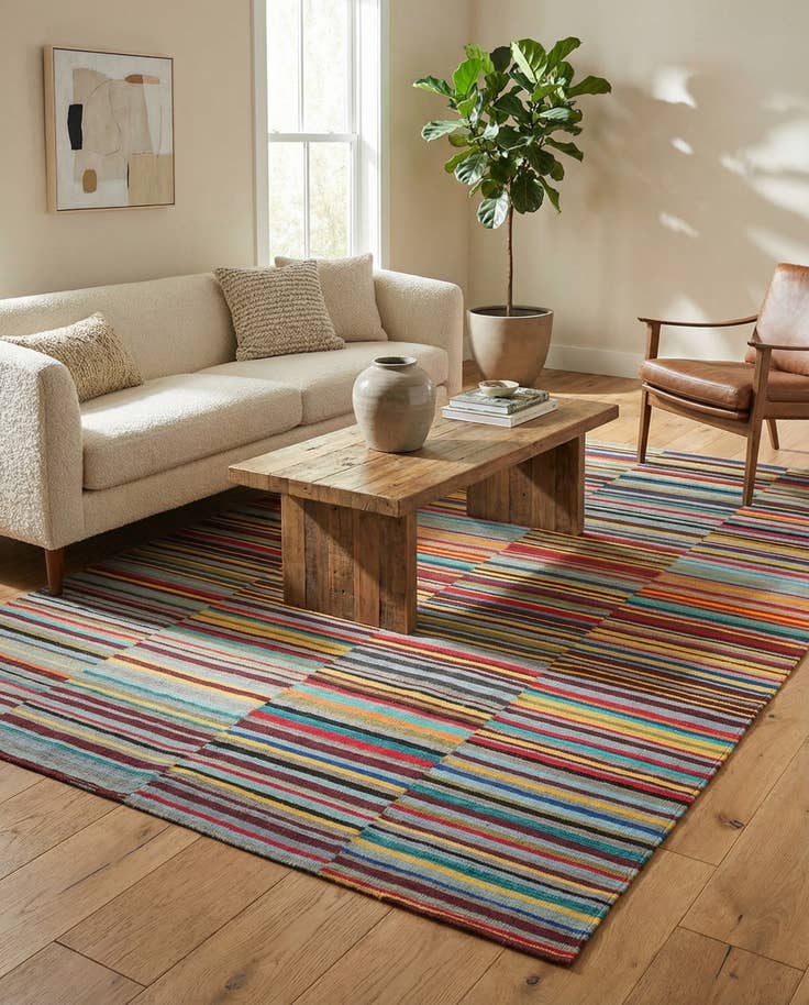 Detail image of 5' 8 x 7' 8 Hand Woven Kilim Modern Wool Rug