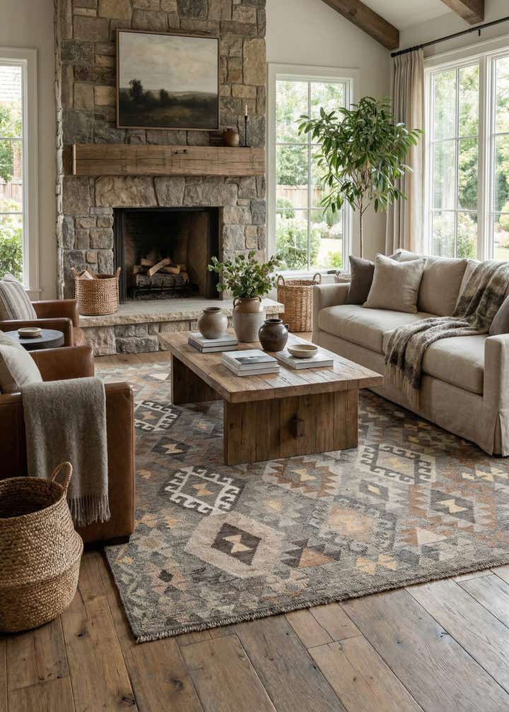 5' 9 x 8' 1 Hand Woven Kilim Maymana Wool Rug