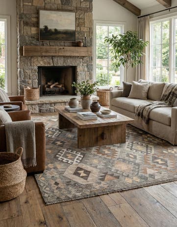 5' 9 x 8' 1 Hand Woven Kilim Maymana Wool Rug