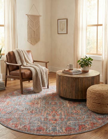 7' 10 x 7' 10 Washable Nostalgia Round Rug