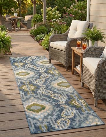 2' 7 x 9' Easy-Clean Modern Indoor / Outdoor Runner Rug
