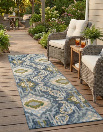 2' 7 x 9' Easy-Clean Modern Indoor / Outdoor Runner Rug
