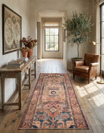4' 3 x 9' Hand Knotted Ultra Vintage Persian Wool Runner Rug