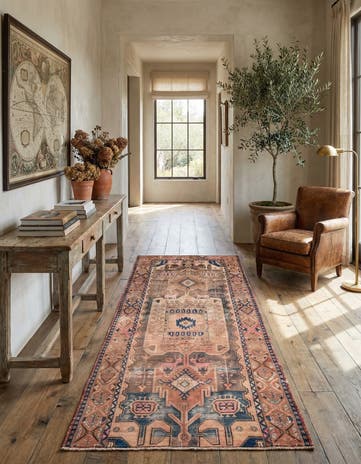 4' 3 x 9' Hand Knotted Ultra Vintage Persian Wool Runner Rug