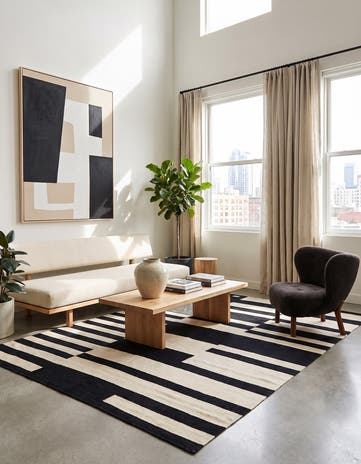5' 1 x 6' 9 Hand Woven Kilim Modern Wool Rug