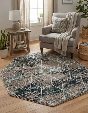 6' x 6' Lattice Frieze Octagon Rug
