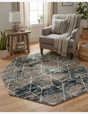 6' x 6' Trellis Frieze Octagon Rug