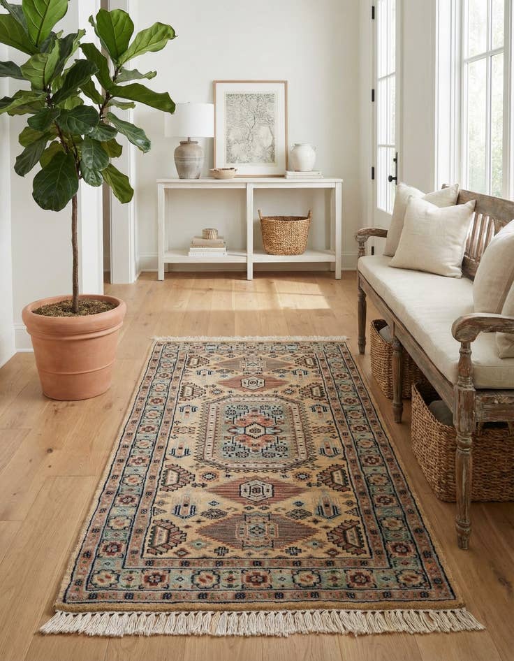 Detail image of 2' 7 x 4' 6  Hand Knotted Karachi Wool Rug