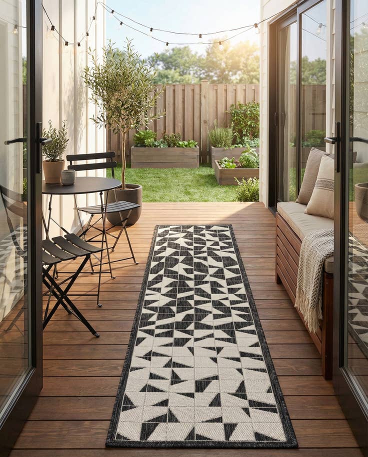 Detail image of 2' x 8' Easy-Clean Modern Indoor / Outdoor Runner Rug