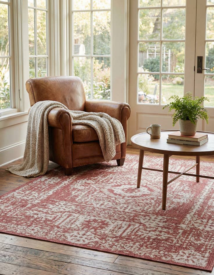 Detail image of  7' x 10'  Washable Traditional Indoor / Outdoor Rug