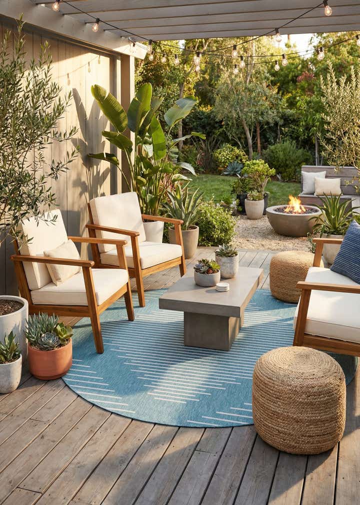 10' 8 x 10' 8 Easy-Clean Modern Indoor / Outdoor Round Rug