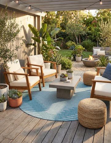Light Aqua Easy-Clean Modern Indoor / Outdoor Round Rug