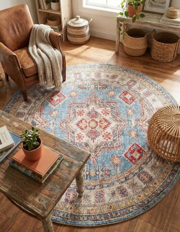 5' 1 x 5' 1 Washable Timeless Round Rug