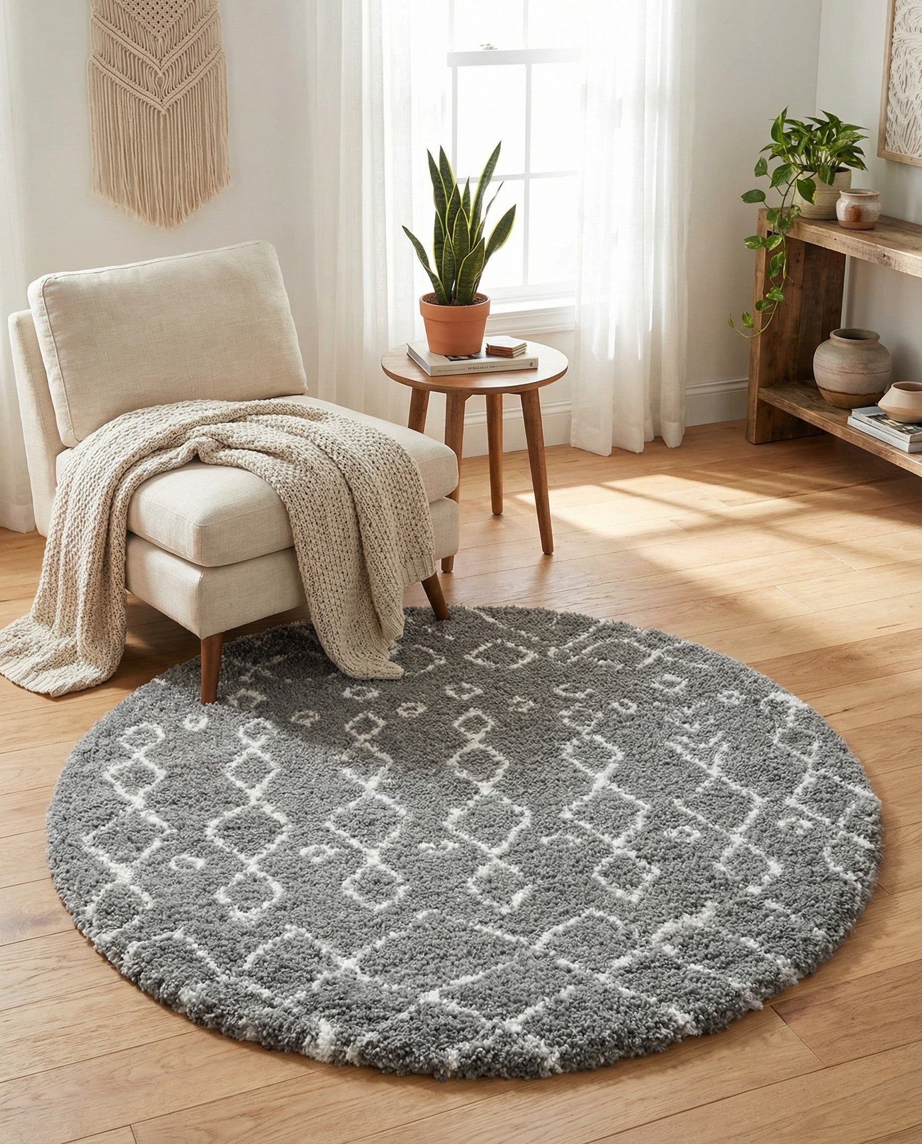  5' x 5' Moroccan Shag Round Rug