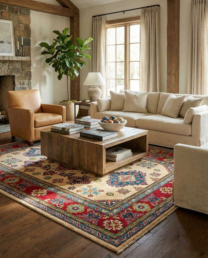 5' 8 x 8' 1 Hand Knotted Kazak Rug