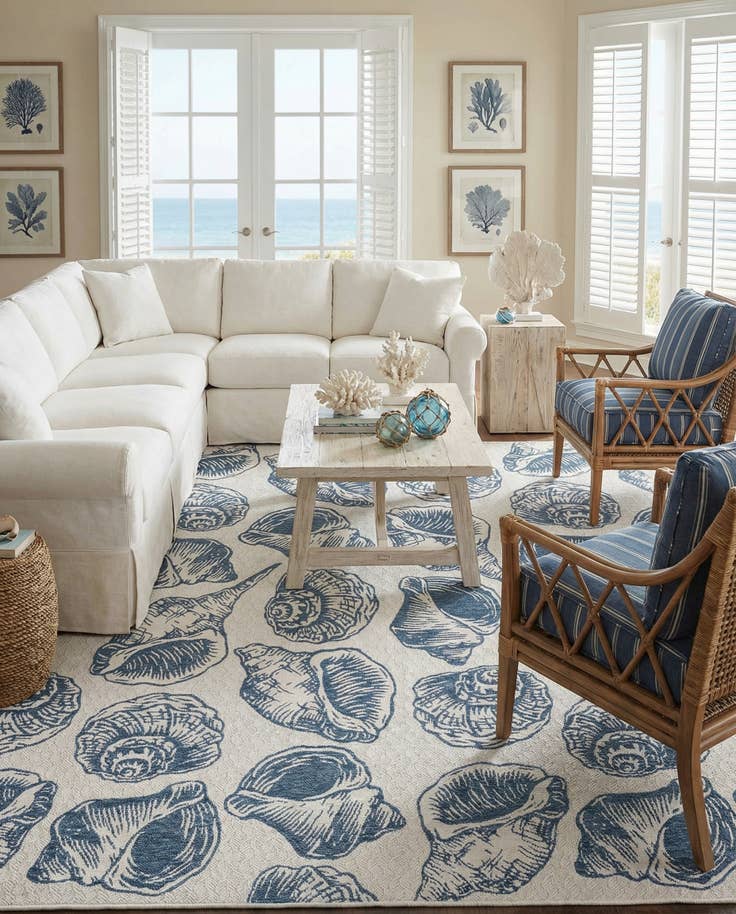 Detail image of 13' x 13' Easy-Clean Coastal Indoor / Outdoor Square Rug