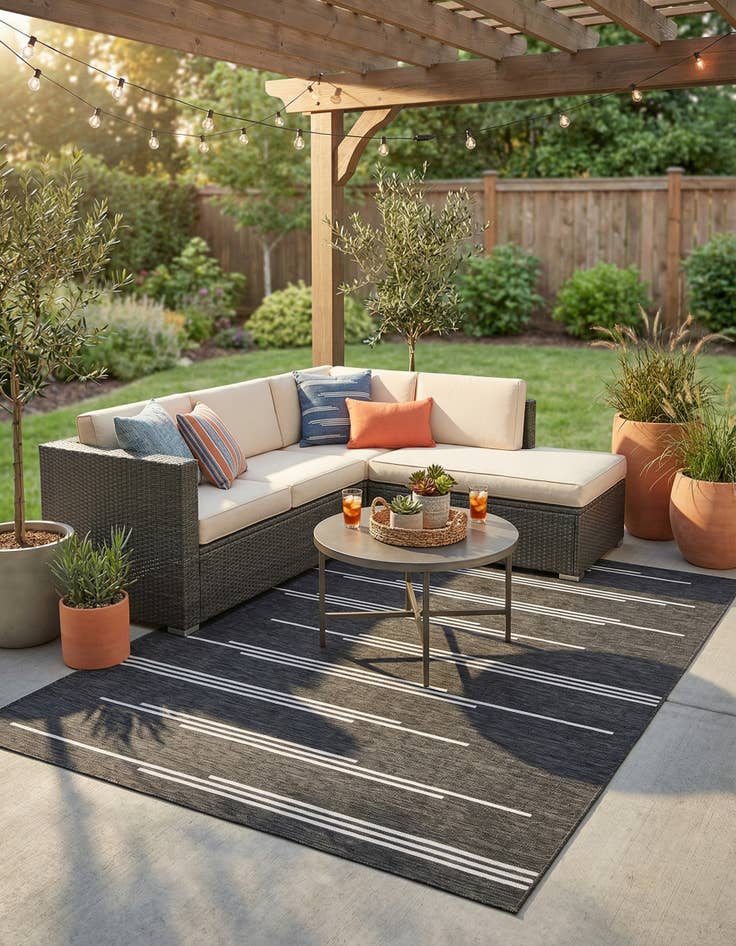 Detail image of  7' x 10'  Washable Modern Indoor / Outdoor Rug