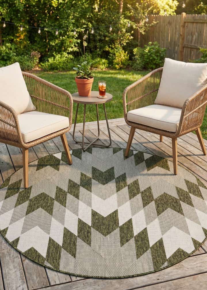 6' x 6' Easy-Clean Modern Indoor / Outdoor Round Rug