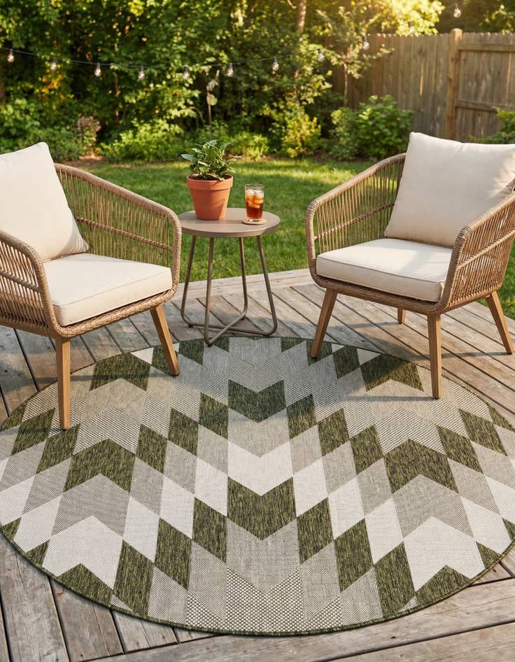 Detail image of 6' x 6'  Washable Modern Indoor / Outdoor Round Rug