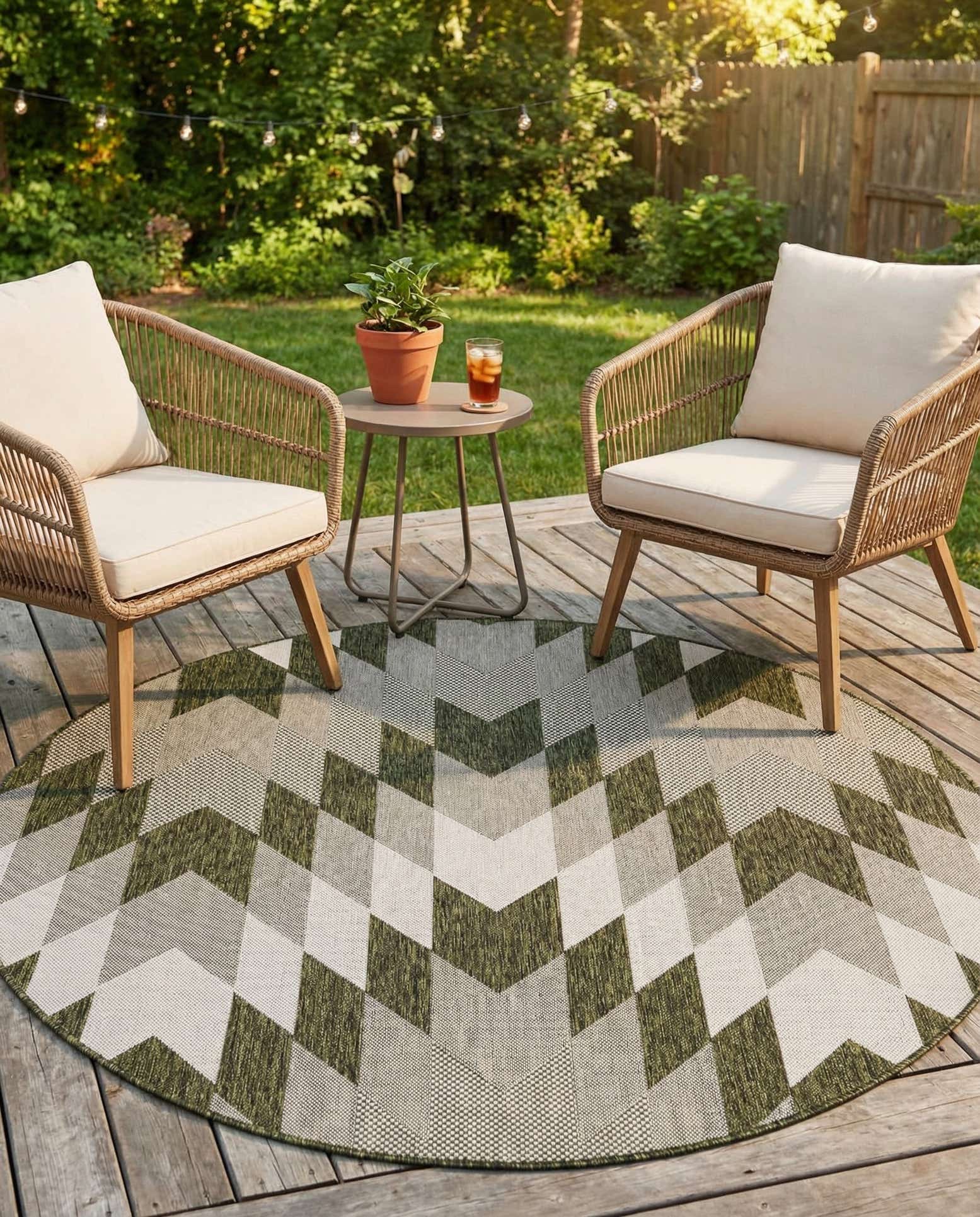 6' x 6' Easy-Clean Modern Indoor / Outdoor Round Rug