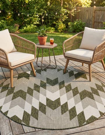 6' x 6' Easy-Clean Modern Indoor / Outdoor Round Rug