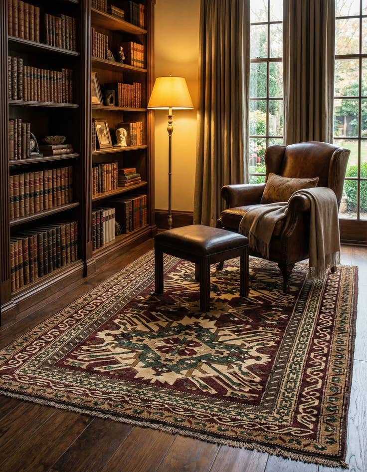 Detail image of  5' x 6' 7  Hand Knotted Kars Wool Rug